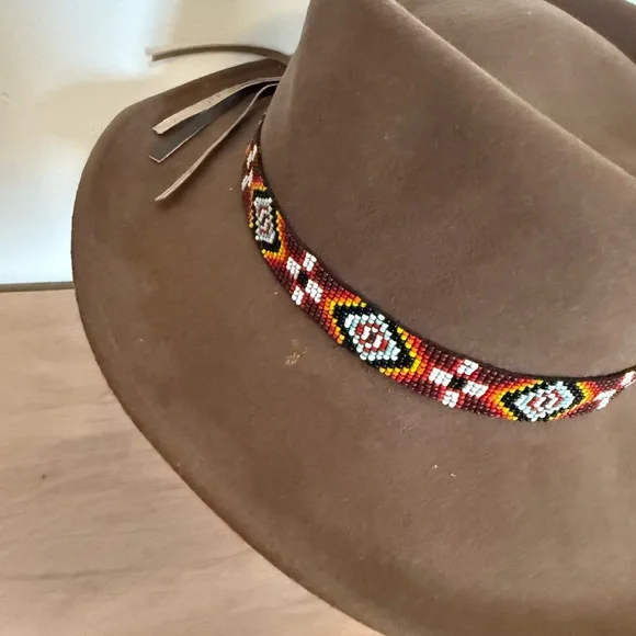 VintageBeaded Band 100% WOOL lite felt hat crushable water repellent-made in USA - Picture 2 of 9